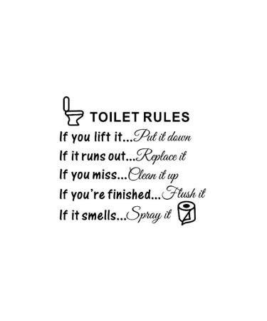 Bestjybt DIY Removable Toilet Rules Wall Quotes Stickers Washroom Bathroom Decals WC Sign Vinyl Art Decor for Kids Living Room Home Decorations