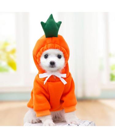 ChezAbbey Dog Hoodies Pet Fruit Clothes Outfit Cat Warm Winter Sweater Coat Pullover Clothing Doggie Hooded Sweatshirts Puppy Apparel Cold Weather Costume for Chihuahua Small Medium Dogs B - Carrot Medium