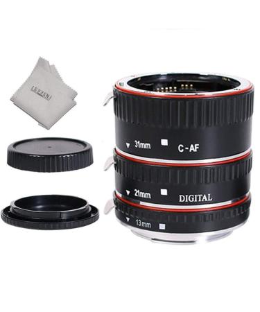 INSEESI Lens Extender Auto Focus Close up Macro Extension Tube for Canon EOS Cameras Rebel t6, t6i, 80d, t7i, 5d Mark iv,6d Mark ii Black Red