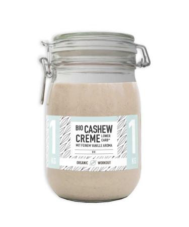 1 kg organic cashewm with vanilla aroma |Vegan |Lower-Carb |Without added sugar |With erythritus |White chocolate organic workout cashew-vanilla 1 kg (1 Pack)