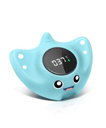 BabyElf Bath Thermometer Newborn Baby Digital Water Thermometer Blue Fish Manta Ray