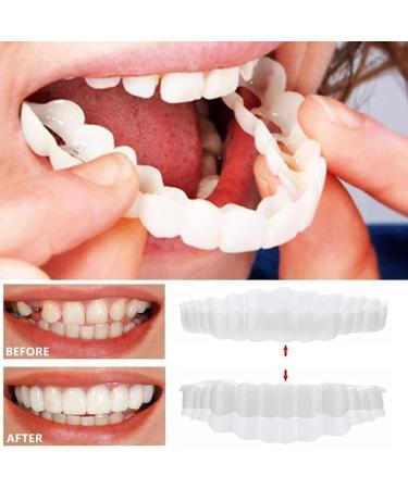 Brigtviee 2 Pair Perfect Smile Denture Veneers Upper and Lower Cosmetic Clipin Veneers for Teeth Temporary Whitening Denture Clickon Veneers for Men and Women - Buy Online on GoSupps.com