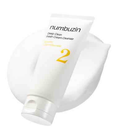 numbuzin No.2 Cleansing Foam | Deep Clean Fresh Cream Cleanser | Foam Cleanser Gentle Exfoliation Deep Cleansing Natural Ingredients | Blackheads Excess Oil Dead Skin Cells | 4.05 fl. oz.
