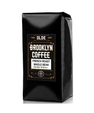 FRENCH ROAST Whole Bean Coffee - DARK ROAST - For A Classic Black Coffee, Breakfast, House Gourmet, Dark Espresso - Roasted in New York - 5 Pound (5 lb) Bag