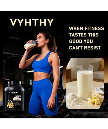 VYHTHY Banana Flavored Whey Protein Powder 24g Protein per Serving Fast-Absorbing Concentrated whey Protein Low Sugar Gluten-Free Natural Flavor 3.5lbs(56oz) - Buy Online on GoSupps.com