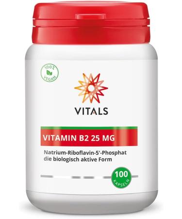 Buy Vitals Vitamin B2 25 mg - 100 Capsules | Sodium Riboflavin-5-Phosphate | High Dose & Pure Form | International Shipping - Buy Online on GoSupps.com