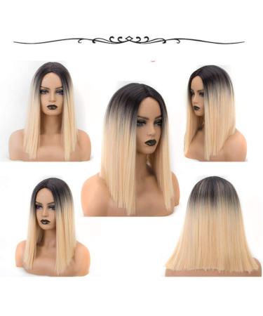 SHIYID Short Wig with Dark Roots to Light Blonde - Straight Synthetic Hair Wigs for Women | Heat Resistant Fiber - Buy Online on GoSupps.com