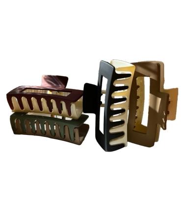 4 Pack of Trendy Two-Colored Rectangular Hair Sharktooth Claws - 4.1 inches - Buy Online on GoSupps.com