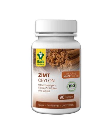 Raab Vitalfood high-quality organic ceylon cinnamon powder and extract contains the secondary plant substance MHCP (1x90 capsules) brown 90 pieces (1 Pack)