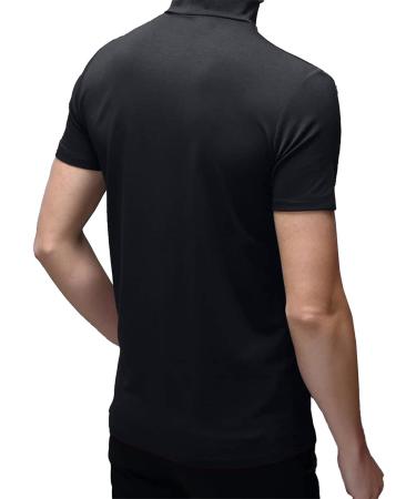 Men's Short Sleeve Mock Turtleneck Slim Fit Thermal Undershirt - Black | Large - Buy Online on GoSupps.com