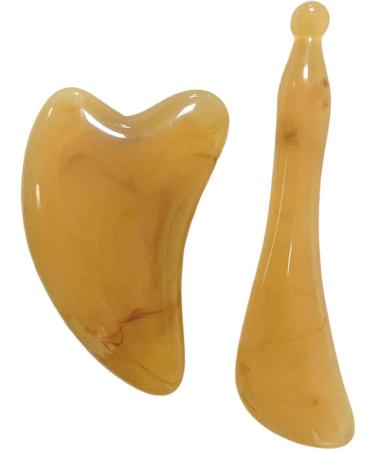 Imitation Horn Gua Sha Scraping Massage Tool - Triangle Heart-Shaped Yellow Plate for Muscle Relief - Buy Online on GoSupps.com
