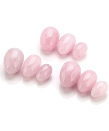 JSDDE YONI EIER MASSAGESTAB Set | 4 Drilled Rose Quartz Egg Massage Stones | Silk Cord & Instructions | PC Muscle Exercise & Crystal Healing - Buy Online on GoSupps.com