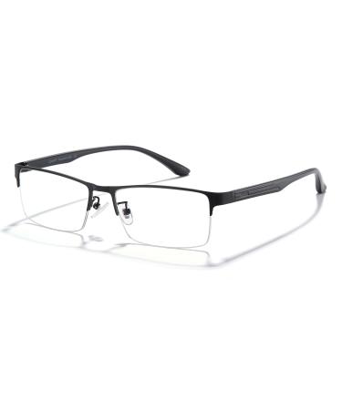 Cyxus Blue Light Glasses for Men Semi Rim Glasses Crystal Lens Rimless Glasses Computer Glasses UV Blocking Gaming Eyeglasses 02 - Tr90 Black Frame