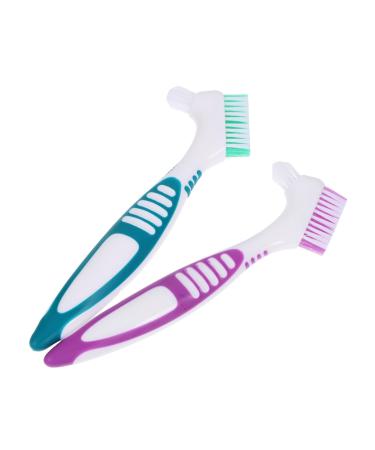 Foytoki 2 piece of prosthesis cleaning brush prosthesis cleaning tools brush for braces prosthesis brush toothbrush prosthesis care prosthesis cleaning toothbrush