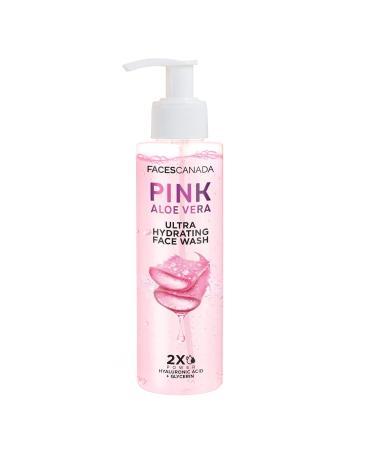 Pink Aloe Vera Ultra Hydrating Face Wash 100ml | Hyaluronic Acid Honey & Glycerin | Glowing | Soothing | Non-Drying Deep & Gentle Cleansing | No Parabens & Sulphates | Vegan