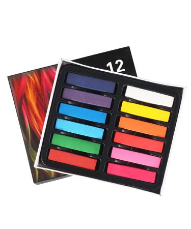 Dajidafu Temporary Hair Dyeing Chalk Hair-styling Dye Stick Cosplay Performance Hairdressing Beauty Professional Hairdresser 12 Colors Short