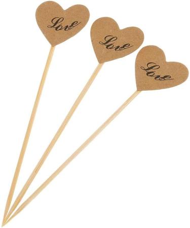 misppro 50 Pieces Kraft Paper Heart Cupcake Topper Food Picks Wedding Decoration Love Prints - Buy Online on GoSupps.com