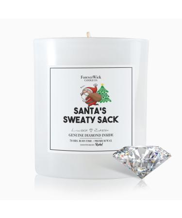Santa's Sweaty Sack Evergreen Surprise Candle with Diamond Inside | Foreverwick Candles | Scented Soy Candles Gifts for Women Aromatherapy Candle | Christmas All-Natural Organic Soy Candle 14oz 70h