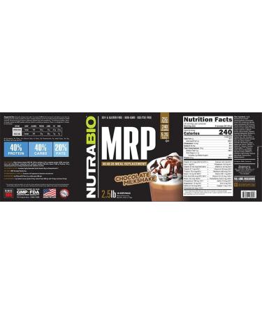 NutraBio MRP - Complete Meal Replacement Protein Powder 2.5lbs - Delicious Chocolate Flavor - International Shipping Available - Buy Online on GoSupps.com