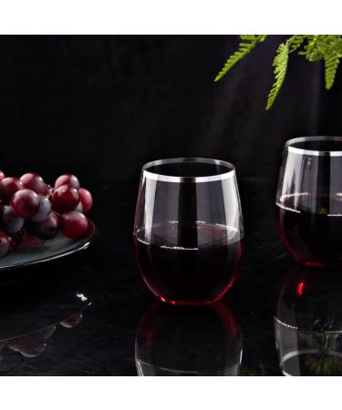 SUT 24 Disposable Stemless Wine Glasses 12oz - Silver Unbreakable & Shatterproof - Ideal for Parties, Weddings & Outdoor Events - BPA-Free - Buy Online on GoSupps.com