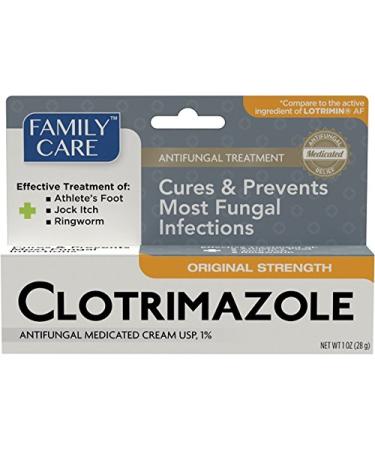 Family Care Clotrimazole Antifungal Cream - Athletes Foot Cream Jock Itch Cream and Ringworm Cream in One Clotrimazole Solution 1 Tube Per Pack (24 Pack)