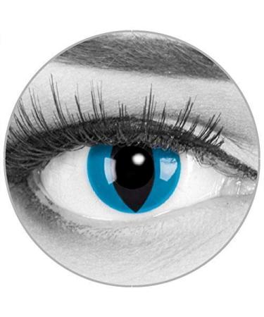 Funnylene colored blue contact lenses cat eyes mystic cat - soft without strength 2 pack + free container - 12 monthly lenses - perfect for Halloween carnival carnival or carnival