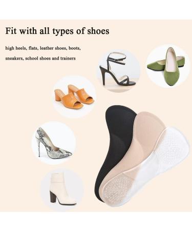 High Heel Inserts for Women - Velvety Cushioning Insoles Anti-Slip Gel Cushion for Pain Relief 2 Pairs in Beige & Black Size for Dress Shoes 5-8 US - Buy Online on GoSupps.com