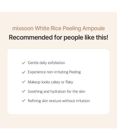 mixsoon White Rice Peeling Ampoule - White rice exfoliant Gentle Exfoliating Serum for Smooth Radiant Skin Dead Skin Cells Remover 100ml / 3.38 fl.oz. Korean Glass Skin Care White Rice 3.38 Fl Oz (Pack of 1) - Buy Online on GoSupps.com
