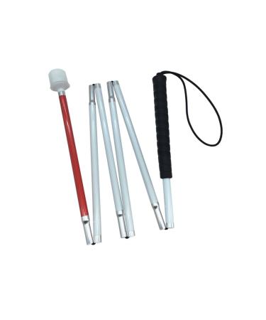 Aluminum Mobility Folding White Cane for Vision Impaired and Blind People (folds down 6 sections) (150cm (59.1 inch) Black Handle) 150cm (59.1 inch) Black Handle