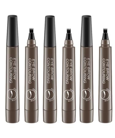 3PCS 4 Tipped Precise Brow Pen Waterproof 4 Point Eyebrow Pencil Waterproof Liquid Eyebrow Pen Makeup Long Lasting 4 Fork Tip Brow Pen Cosmetic Microblade Brow Pencil (04 Grey Brown)