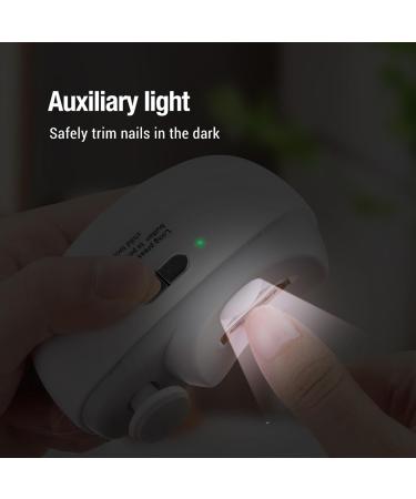 Electric Nail Cutter - 3in1 Safe Fingernail Clippers Nail File Nail Trimmer Nail Polisher with Light | 2 Speed Automatic Finger Nail Clipper Women Manicure Set Nail Clippers for Baby Kids White - Buy Online on GoSupps.com