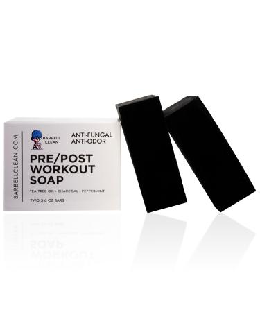 Antifungal Charcoal Tea Tree Soap - Preworkout Postworkout - Maximum Body Odor Protection - Gym Wrestling BJJ Weightlifting - 1 Box of 2 Large Bars