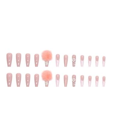 Justotry 24-Piece Pink Glitter Coffin Nails with Rhinestones - Ballerina Press-On Artificial Nails with Glue for Women - Buy Online on GoSupps.com