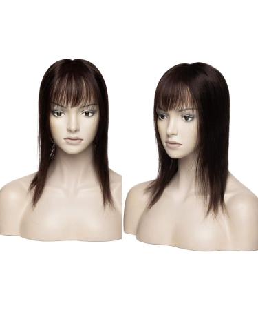 Clip in Fringe Human Hair Light Bangs #2 Dark Brown Straight - Buy Online on GoSupps.com