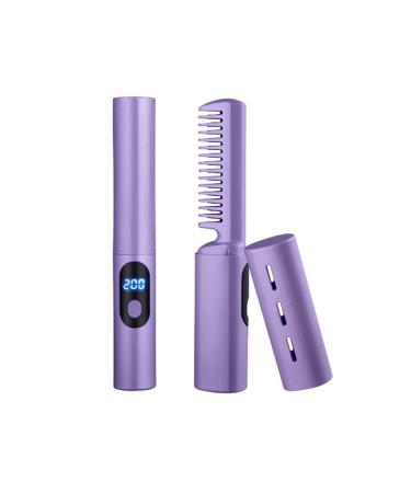Wireless Mini Hair Straightener Electric Straightening Comb 2 in 1 Anti Scald Hair Straightener Brush Curler Portable Heating Hair Straightener Portable Curler & Heating Straightener