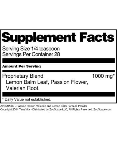 Passion Flower Valerian and Lemon Balm Formula Powder (1 oz ZIN: 512082) - Buy Online on GoSupps.com