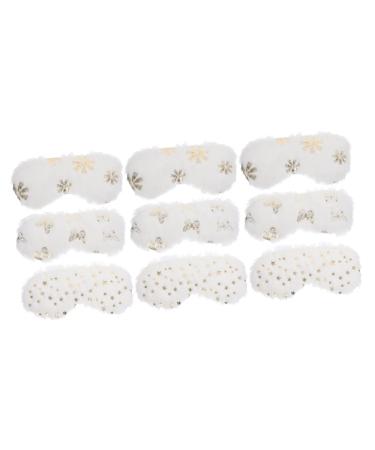 Healifty 9 Pcs Plush Eye Mask Sleeping Eye Mask for Women Night Eye Cover Eye Shades for Sleeping Lightproof Eye Covers Sleeping Eye Covers Creative Eye Covers Elastic Plush Travel White