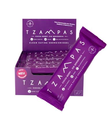 Tzampas Energieriegel Cocoa Berry (16x40g) - Energy Bar made of roasted barley with cocoa and currant - Power Riegel |Energy seal cycling - organic bar vegan & without additives Cocoa Berry - the connoisseur