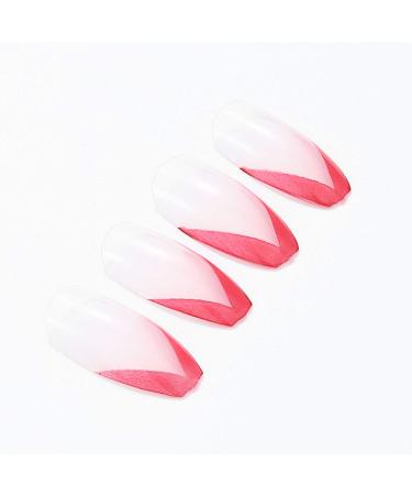 Brishow French Coffin Artificial Nails - Shiny Ballerina Acrylic Press-On Full Cover Nails (24 Pieces) for Women & Girls - International Shipping Available - Buy Online on GoSupps.com