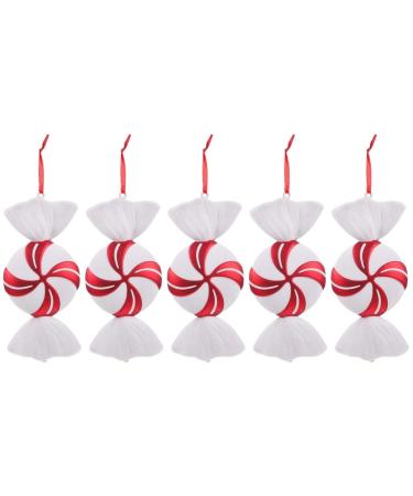 HOMSFOU 5 Pcs Candy Christmas Decorations Peppermint Christmas Decorations Decorative Christmas Balls Shatterproof Xmas Candies Ornaments Chic Decorative Items Christmas Candy Pendant As Shownx5pcs 32CMx5pcs