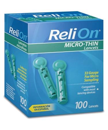 ReliOn 33G Micro-Thin Lancets  100-ct