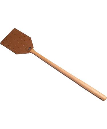 Fly Swatter for Home Perforated Leather Fly Swatter with Wooden Handle with Storage Hook Brown Heavy Duty Leather Fly Swatter Portable Fly Swatter for Indoor Outdoor Living Room - Buy Online on GoSupps.com