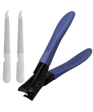 Nail Clippers for Thick Nails Wide Jaw Nail Cutter Toe Nail Clippers with Nail File Ultra Sharp Curved Splash Proof Trimmer for Adults Men Women Seniors Blue