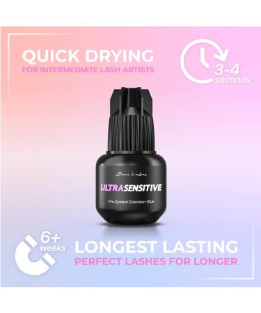 Professional Grade Sensitive Eyelash Extension Glue | Fast Drying Black Adhesive for Long Lasting Lash Extensions | 6 Weeks Retention - Buy Online on GoSupps.com