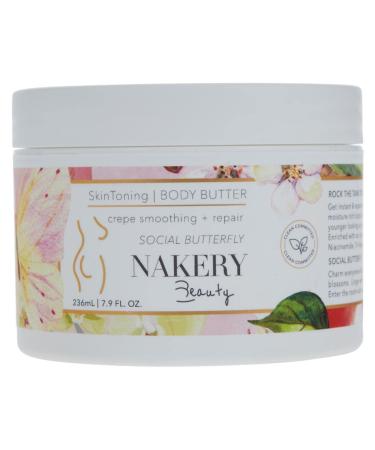 Nakery SkinToning Body Butter | Crepe Smoothing + Repair | Infused with Niacinamide  Caffeine  Tri-Hyaluronic Acid (Social Butterfly)