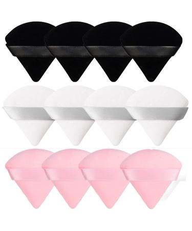 CRSONGMAOZL Makeup Powder Puffs Made of Velour in Triangle Wedge Shape Designed for Contouring Under Eyes and Corners with Strap Makeup Tool for Daily Makeup Foundation Cream Blush (12 Pcs)