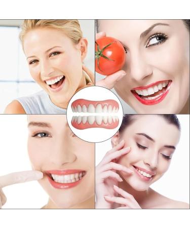Brigtviee 2 Pairs of Dentures Cosmetic Veneers Temporary Whitening Click Veneers for Women and Men Adjustable Top and Bottom Veneers for a Confident Smile - Buy Online on GoSupps.com