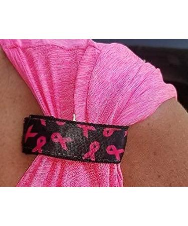 Pink Ribbon Breast Cancer Awareness Sleeve Scrunchies black (pair) from ORIGINAL USA Inventor  Breast Cancer Awareness Sleeve holders  Pink ribbon breast cancer awareness Sleeve ties  Pink Ribbon Sleeve scrunch pink ribb...