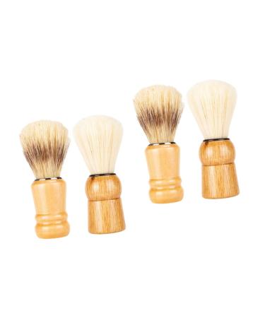 Beavorty 4 pieces beard brush shaving brush for men shaving brushes and bowl male gifts salon hairdresser shaving brush travel razor brush hand travel nylon wool wooden handle solid wood