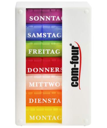 Com -Four drug doser 7 days - medication box (morning lunch in the evening) - Pill dose - tablet box - weekly doser (001 pieces - white without accessories)